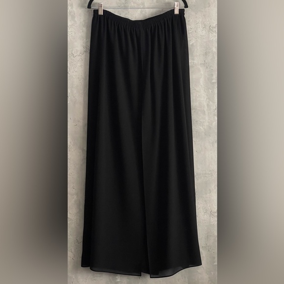 VTG Donna Ricco 2Pc Blk Evening Gown Blouse Chiffon Slit Overlay Skirt Dress S12 - Picture 8 of 13